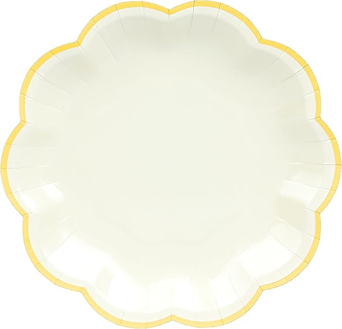 Beige Party Plates Cream Dessert Paper Plates 7inch Gold Foil Scalloped Edge Disposable Cake Plates for Tea Party Birthday Bridal Baby Shower Wedding Party Supplies (48, Beige)