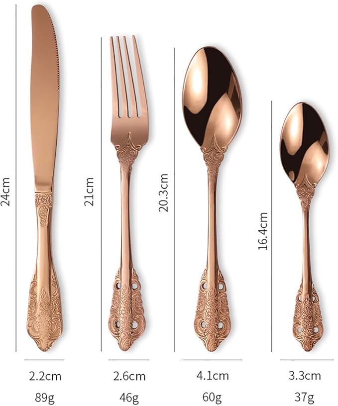 Vintage Colorful Silverware Flatware Set for 8, European Classic Style 32 Pieces Stainless Steel Tableware Cutlery Set,Fine Kitchen Utensils for Wedding Restaurant Hotel Christmas