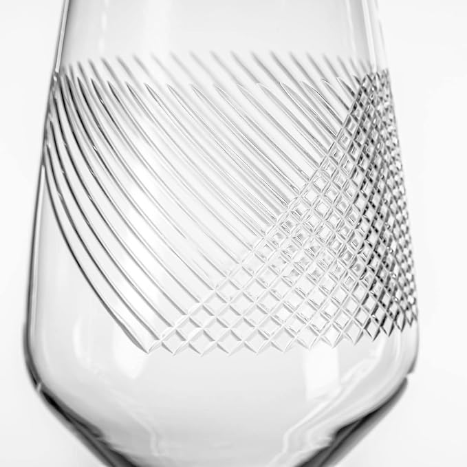Rolf Glass Bourbon Street 19.5 ounce All Purpose Wine Stemmed Wine Glasses Set of 2 | Lead-Free Glassware | Diamond-Wheel Engraved and Polished | Designed and Made in the USA | Set of 2