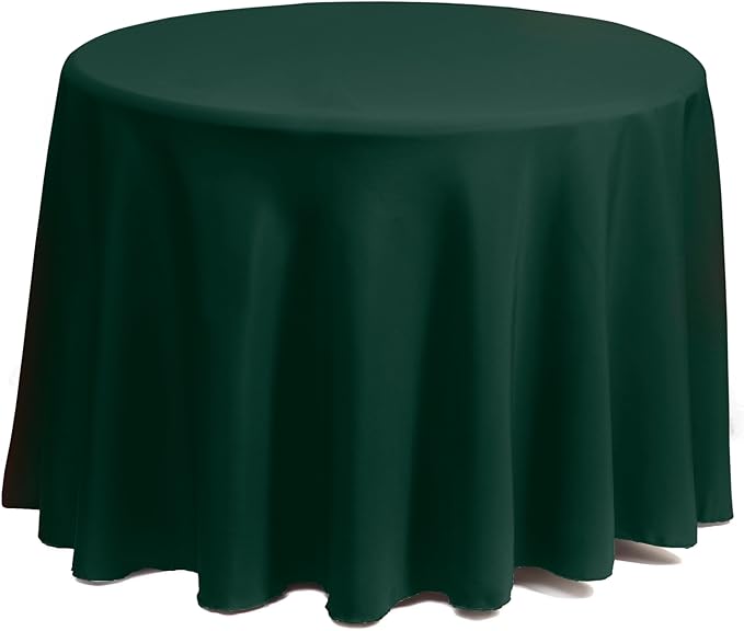 Gee Di Moda Round Tablecloth - 90 Inch Hunter Green Round Table Cloth for 30 to 60 Inch Round Tables - Heavy Duty Washable Fabric - for Buffet Table, Holiday Party, Dinner, Wedding & Baby Shower