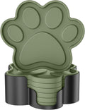 ME.FAN Silicone Coasters 6 Pack Paw Cup Mat with Holder, Dog Cat Paw Shape, for Hot or Cold Drink, Non-Slip, Non-Stick, Room Decor, Housewarming Olive Green
