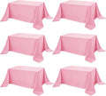 6-Pack Pink Tablecloths for Rectangle Tables, 90 x 132 Inches, Stain-Resistant Polyester Fabric for 8 Foot Tables - Washable Table Covers for Weddings, Banquets, Birthday Parties, Events