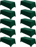 VidaFete Tablecloth 10 Pack 90 * 132inch Rectangle Table Cloth Polyester, Stain Wrinkle Resistant Polyester Dining Table Cover for Kitchen Dinning Party Wedding Rectangular Buffet Decoration(Green)
