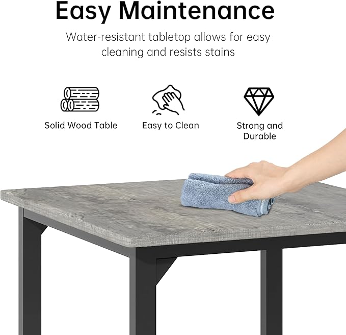 AWQM 5-Piece Dining Table Set, Dining Table Set for 4, Counter Height Table & 4 Bar Stools, Modern Kitchen Dining Set, with Upholstered Chairs, Compact Dining Set for Small Spaces, Gray