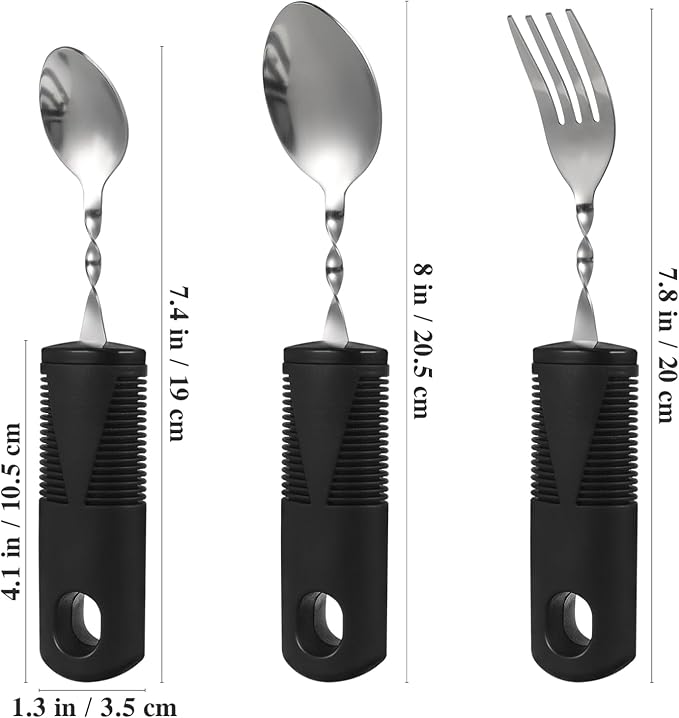 VOSAREA 3pcs Bendable Stainless Steel Cutlery Set Soft Grip Handles Adaptive Utensils for Elderly and Disabled Users Weighted Forks and Spoons for Tremors and Rehabilitation