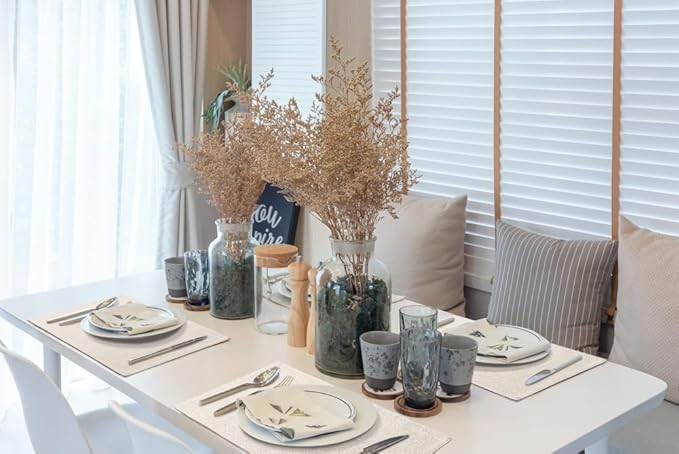 homing Cotton Linen Placemats Set of 4, Cloth Washable Farmhouse Dining Table Mats for Indoors & Outdoors, Easy to Clean, Neutral Beige, 13 x 19 Inch
