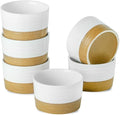Ramekins 8 OZ for Creme Brulee Oven Safe,Ceramic Souffle Cups Set of 6,Small Dipping Sauce Cups for Charcuterie,Dessert,Dipping Sauce,Custard and Pudding,Microwave & Oven Safe,Patchwork White