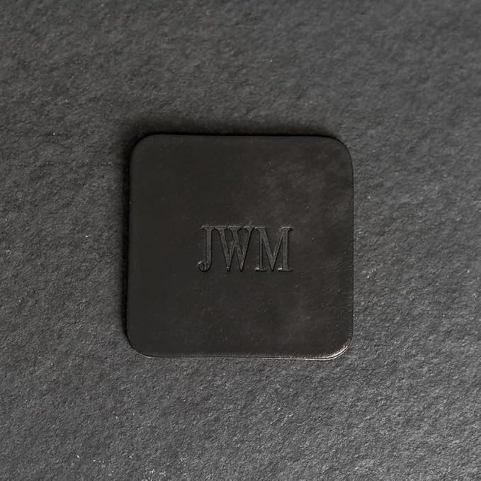 Ox & Pine Personalized Leather Coaster - Sold Individually or in Sets of 4 - Customize Inscription - 100% Full-Grain Leather – 4" Round or 4" Square (Square, Brown, 1 Individual Coaster)