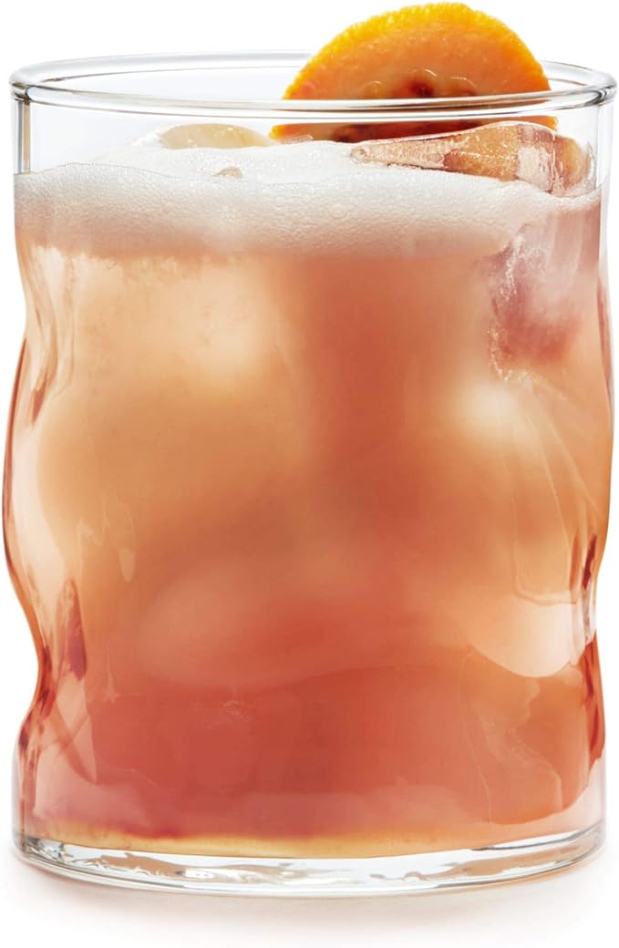 Libbey Lava Rocks Glasses Set, Free Form Glassware Drinking Glasses Set of 8, Tactile, All-Purpose, Dishwasher Safe Glasses for Cocktail Parties