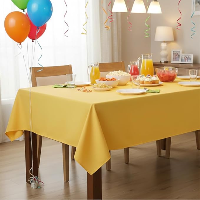sancua Rectangle Tablecloth - 60 x 120 Inch - Stain and Wrinkle Resistant Washable Polyester Table Cloth, Decorative Fabric Table Cover for Dining Tables, Buffet Parties and Camping, Yellow