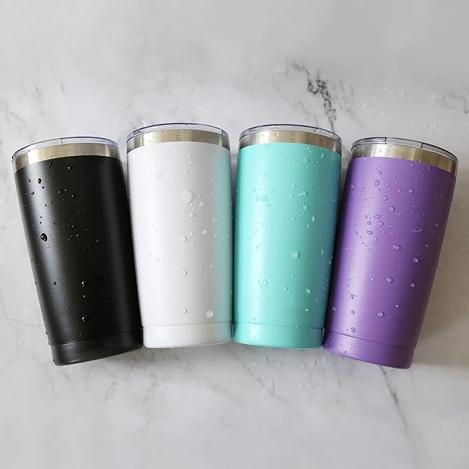 16 Pack 20oz Tumbler Vacuum Insulated Travel Mug with Lids, Stainless Steel Double Wall Bulk Cup for Home, Office, Outdoor Suitable for Vehicle Cup Holders (White)