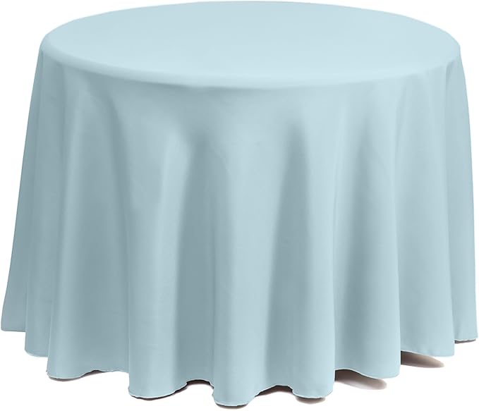 Gee Di Moda Round Tablecloth - 108 Inch Baby Blue Round Table Cloth for 48 to 72 Inch Round Tables - Heavy Duty Washable Fabric - for Buffet Table, Holiday Party, Dinner, Wedding & Baby Shower