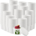 Fulmoon 100 Pack Paper Soup Containers with Lids Disposable Paper Food Containers with Vented Lid Kraft Ice Cream Cake Dessert Cups Soup Bowl for Party Hot Food Fruit Microwave(8 oz,White)