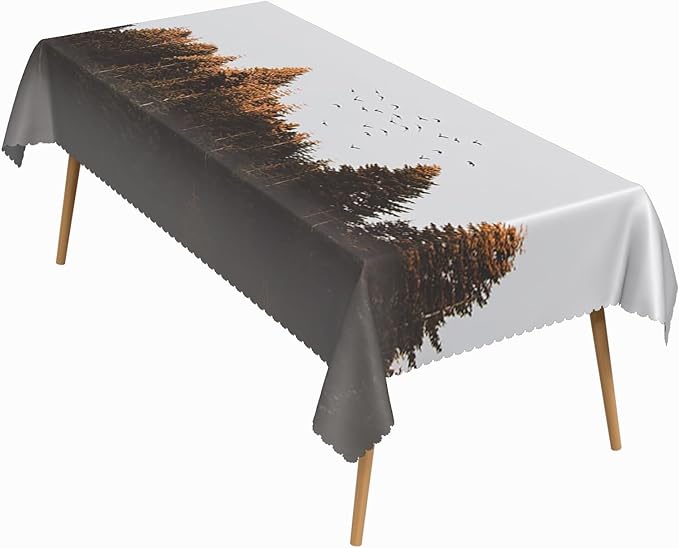 70x140 Inch Nature Rectangular Tablecloth Bird Autumn Forest Table Cloth Waterproof Durable Table Cover for Holiday Picnic Outdoor BBQ Decor