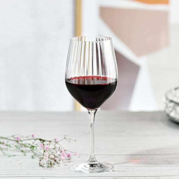 Krosno Red Wine Glasses | Set of 4 | 15.2 oz | Harmony LUMI Collection | Wedding Gift Drinkware | Perfect for Home, Restaurants and Kitchen Sets | Dishwasher Safe | Lead-Free Crystal Glass