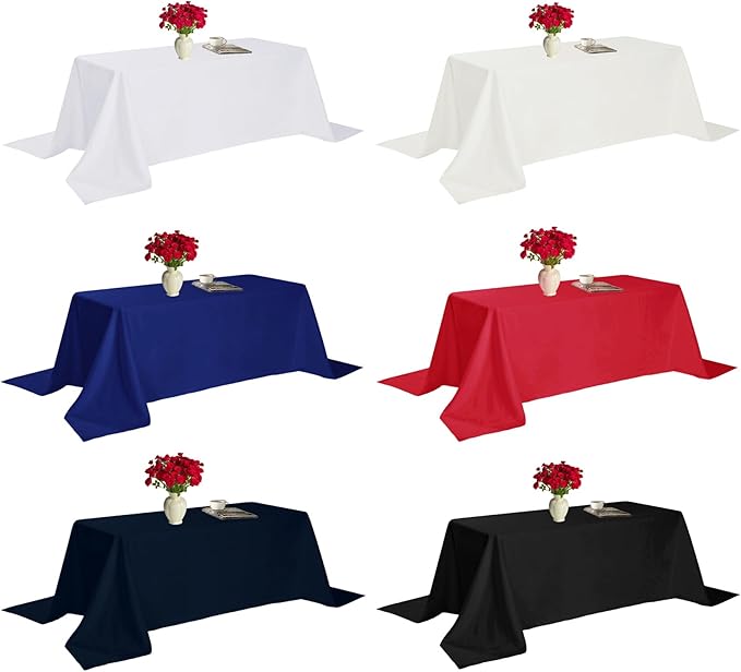 Fokitut 6 Pack Rectangle Tablecloth, 60x102 Inch, Stain Resistant and Wrinkle Polyester Table Cloth, Fabric Table Cover for Kitchen Dining, Wedding, Party, Holiday Dinner-Red