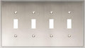 Henne Bery Soft Modern Decorative Wall Plate Switch Plate Outlet Cover (Quad Toggle, Satin Nickel)