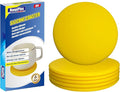 6 Pieces Silicone Coasters, Round Shape Hot Cup Mat for Drinks, Heat Resistant Glass Cushion, Coffee Coaster for Table, Desk, Kitchen, Office, Bar Protection (Yellow)