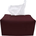 Carrotez Tissue Box Cover, [Refined] Modern PU Leather Rectangular Tissue Box Holder - Decorative Holder/Organizer for Bathroom Vanity Countertop, Night Stands, Office Desk 9.5"X5"X5" - Wine
