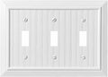 Beadboard Outlet Covers Wall Plates, Bamboo Fiber Light Switch Covers, Natural Material Electric Receptacle Decorative Switch Plate Outlet Cover (Pure White, 3 Gang Toggle 1 Pack)