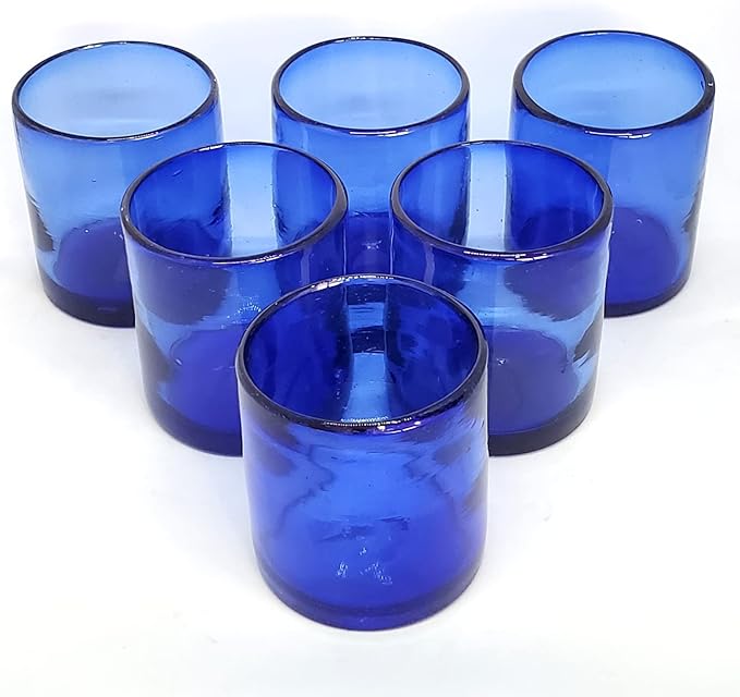 Solid Cobalt Blue 9 oz Short Tumblers (set of 6), Recycled Glass, Lead-free, Toxin-Free (9oz Tumbler)