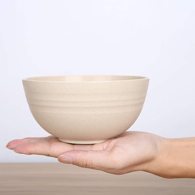 LuckyZone Unbreakable Cereal Bowls (8 Pcs) - 24 oz Reusable Wheat Straw Bowl Sets for Cereal, Soup & Rice - Dishwasher & Microwave Safe - BPA Free, Healthy & Eco-Friendly (8Pcs/4Color)