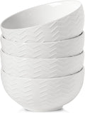 Hasense Soup Bowls 20 OZ, Ceramic Bowls Set of 4 for Kitchen, Stoneware Porcelain Cereal Bowls for Soup, Cereal, Oatmeal, Fruit, Salad, Noodle and Rice, Microwave Dishwasher Safe, White