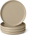 Amazon Basics Glazed Stoneware Salad Plates, Ceramic 4-Piece Set, Microwave and Dishwasher-Safe, 8.3 in., Linen Gray