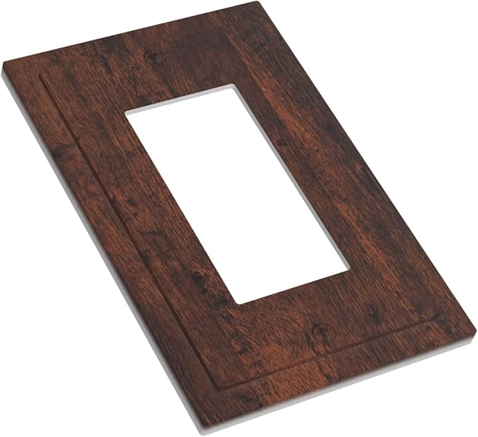 Outlet Covers Brown Red Rustic Wood Grain Retro Farmhouse 1 Gang Wall Plate Single Rocker Light Switch Cover Decorative GFCI Receptacle Electrical Switchplate for Farmhouse Cabin Decor（2 Pack）
