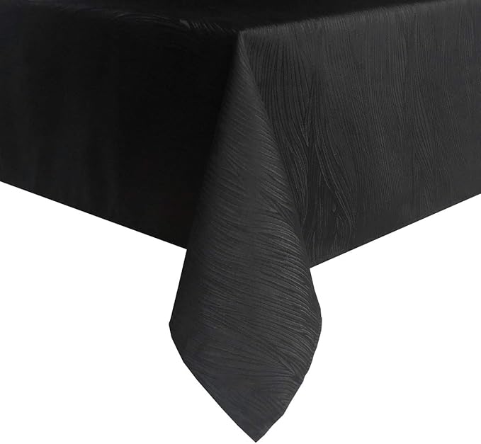 maxmill Jacquard Tablecloth Swirl Design Water Resistance Antiwrinkle Heavy Weight Soft Table Cloth for Buffet Banquet Parties Event Holiday Dinner Square 52 x 52 Inch Black