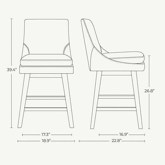 CHITA Counter Height Swivel Barstool, FSC Certified Upholstered Bar Stool, 26.8" H Seat Height, PU Leather in Dark Blue