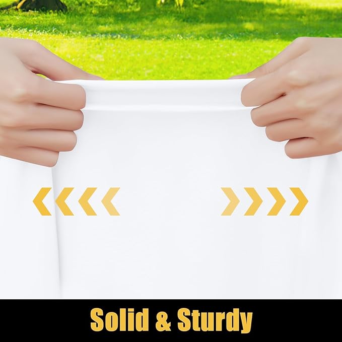 Smiry Rectangle Picnic Table Cloth, Waterproof Elastic Fitted Tablecloths for 6 Foot Tables, Washable Polyester Table Cover for Camping, Indoor and Outdoor (White, 30"x72")