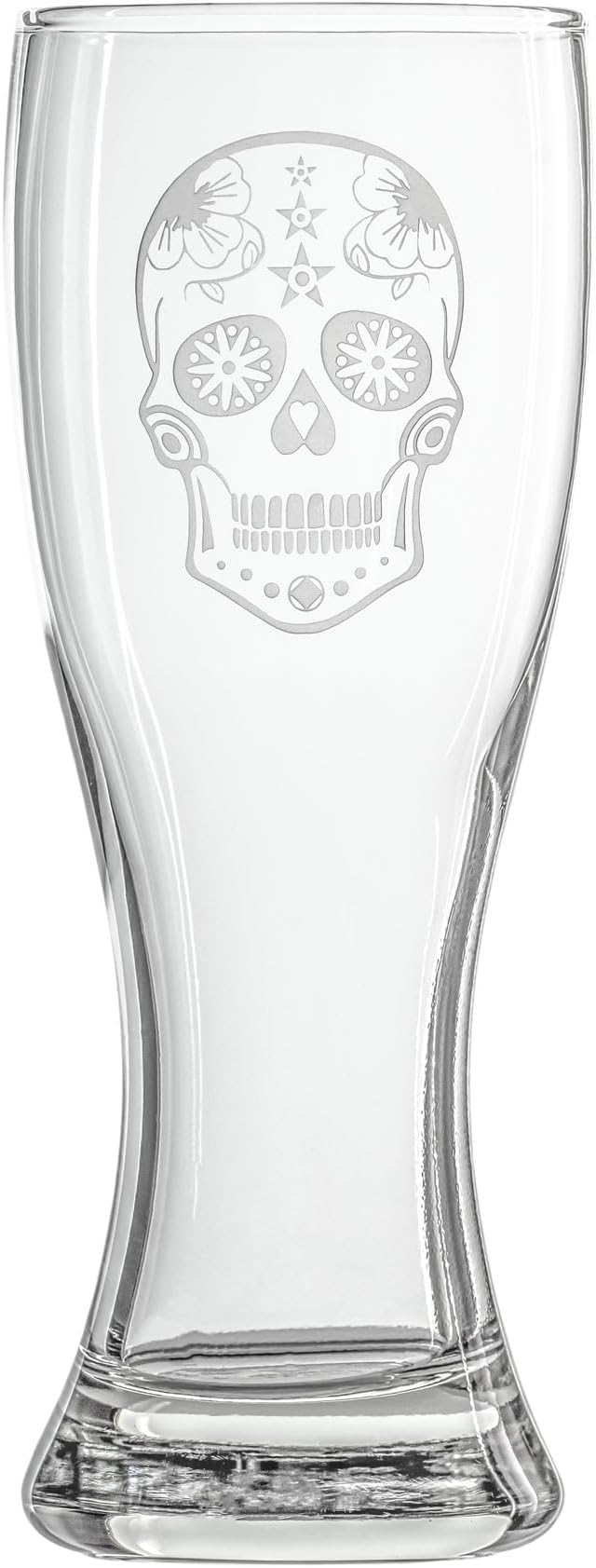Rolf Glass Sugar Skull 20oz Beer Pilsner | Set of 4 | Large Craft Beer Glasses | Designed and engraved in the USA