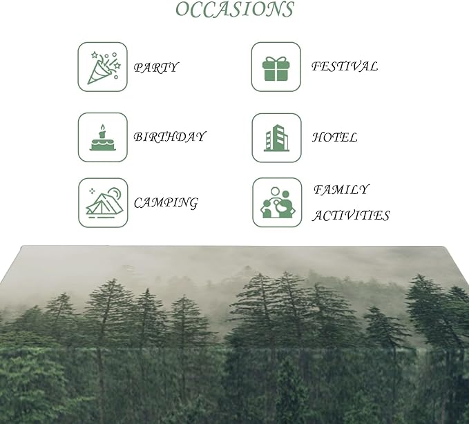 70x140 Inch Nature Scenery Rectangular Tablecloth Foggy Wild Forest Mysterious Secret Realm Table Cloth Waterproof Durable Table Cover for Home Game Room Banquet Picnic Outdoor BBQ Decor