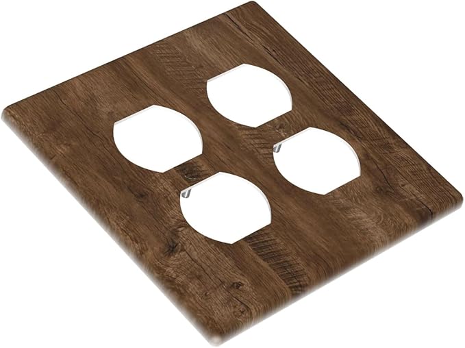 Light Switch Cover Brown Rustic Wood Grain Farmhouse 2 Gang Decorative SwitchPlates Double Duplex Wall Plates Switch Plates and Outlet Covers for Cabin Bedroom Decor
