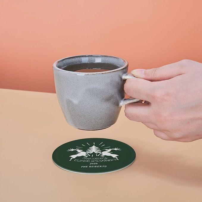 Customize Coasters for Drinks, Personalized Leather Coasters Set of 6, Custom Costers for Women Men, Christmas Party Favor Coaster, Posavasos de Cuero para reuniones