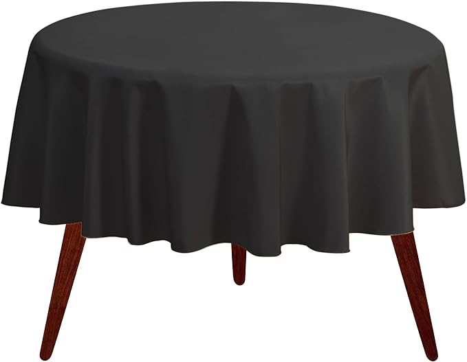 Gee Di Moda Round Tablecloth - 90 Inch Black Round Table Cloth for 30 to 60 Inch Round Tables - Heavy Duty Washable Fabric - for Buffet Table, Holiday Party, Dinner, Wedding & Baby Shower