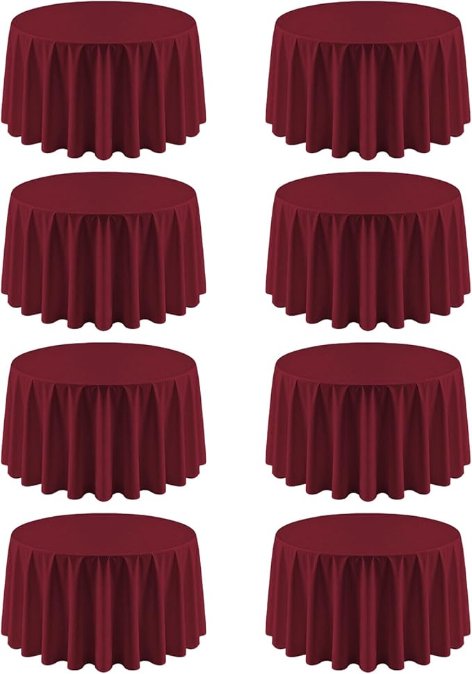 8 Pack Round Tablecloth 90 Inch Burgundy Tablecloth for Valentine’s Day Round Tables, Washable Polyester Table Cloth Stain and Wrinkle Resistant Decorative Table Cover for Wedding Party Dining Banquet