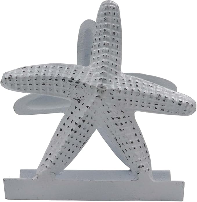 Nautical Starfish Lunch/Dinner/Metal Napkin Holder/Kitchen Napkin/Beverage Cocktail/Ocean/Coastal By The Metal Magician (Distressed White)