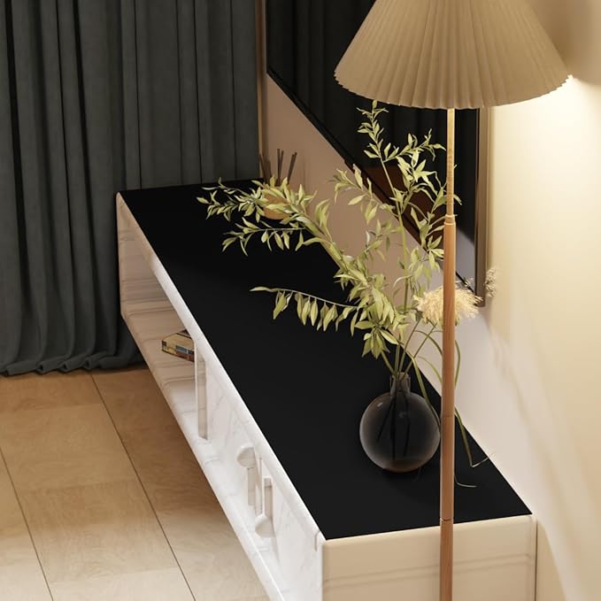 Leather Table Cover,1.8mm Thick,12x84 Inch Desk Cover,Dresser Cover Top,Dresser Protector Top,Dresser Cover,End Table Cover.(Black+Gray,12x84)