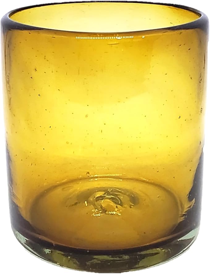 Solid Amber 9 oz Short Tumblers (set of 6), Recycled Glass, Lead-free, Toxin-Free (9oz Tumbler)
