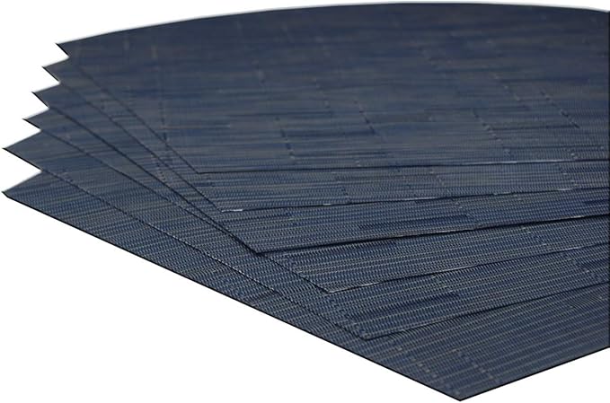 Wedge Placemats for Round Table Woven Vinyl Heat Resistant Washble Easy Clean Table Mats Set of 4（Navy）
