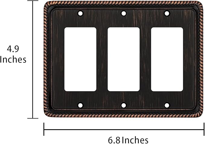 Henne Bery Rope Edge Decorative Wall Plate Switch Plate Outlet Cover (Triple Decorator, Aged Bronze)