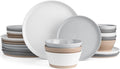 Famiware Saturn Dinnerware Sets for 8, 24 Pieces Stoneware Plates and Bowls Dish Set - Chip and Scratch Resistant, Microwave and Dishwasher Safe Tableware, Multi-color