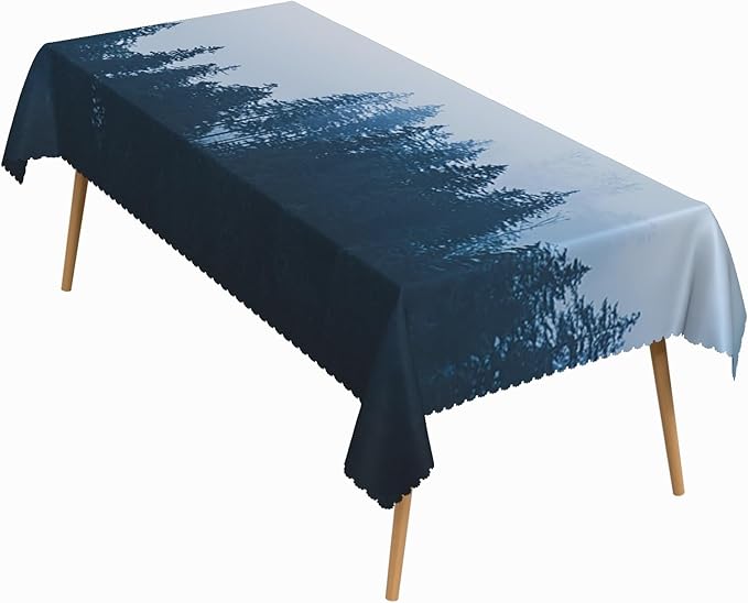 60x84 Inch Nature Rectangular Tablecloth Tall Tree Forest Table Cloth Waterproof Durable Table Cover for Holiday Picnic Outdoor BBQ Decor