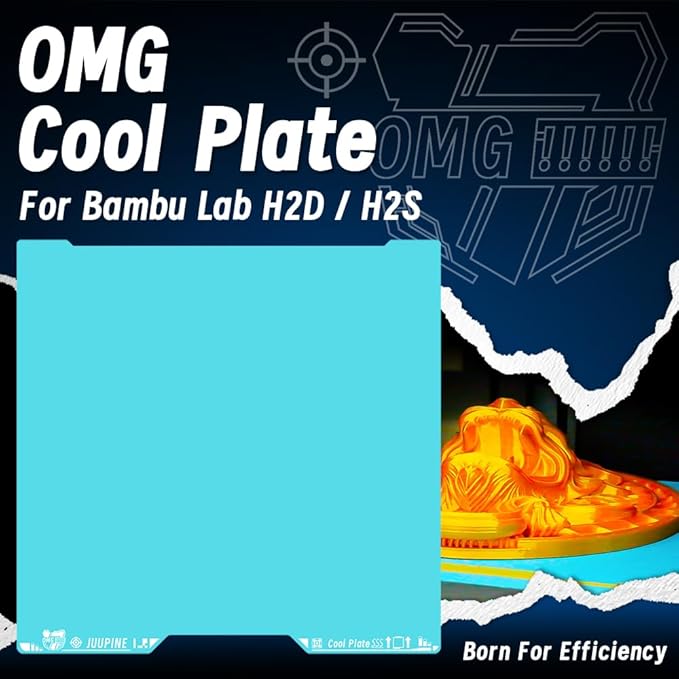 2.0 Upgraded OMG Cool Plate for Bambu Lab H2D/H2S Combo, 355x346mm Thicker Magnetic Bamboo Build Plate with Supertack Smooth Surface, Easy Release 3D Printer Hotbed for PLA PETG Printing