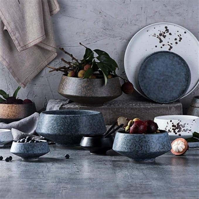 Bowls Japanese Style Irregular Noodle Bowls Fruit Salad Noodle Soup Bowl Dinnerware Set Ceramic Bowls Tableware(Medium)
