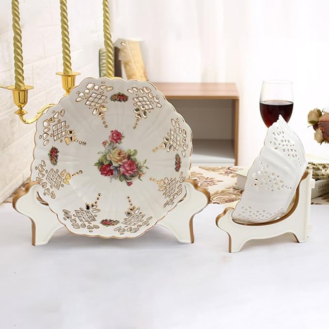 Artliving Display Stand Easel Bowl Stand for Display Large Deep Bowls, Platters and Deep Dishes White Gold