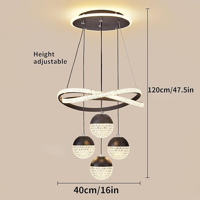 Modern LED Chandeliers, Dimmable 3-Color Kitchen Island Pendant Light for Dining Room, Bedroom, Living Room, Contemporary Hanging Ceiling Light, Linear Island Lamp ﻿