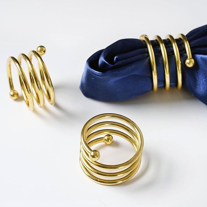 Gold Napkin Rings Set of 8, Metal Napkin Rings Dinner Napkin Holders for Cloth Napkins Thanksgiving Wedding Christmas Party Kitchen Table Decoration(8 Pcs Gold Spring)